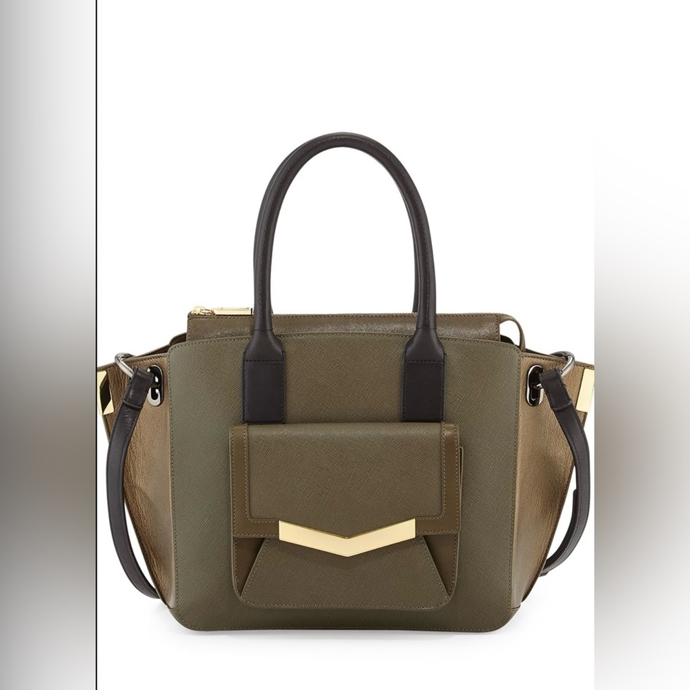 Time's Arrow
Jo Mini Saffiano Three-Tone Tote Bag, Militaire Multi